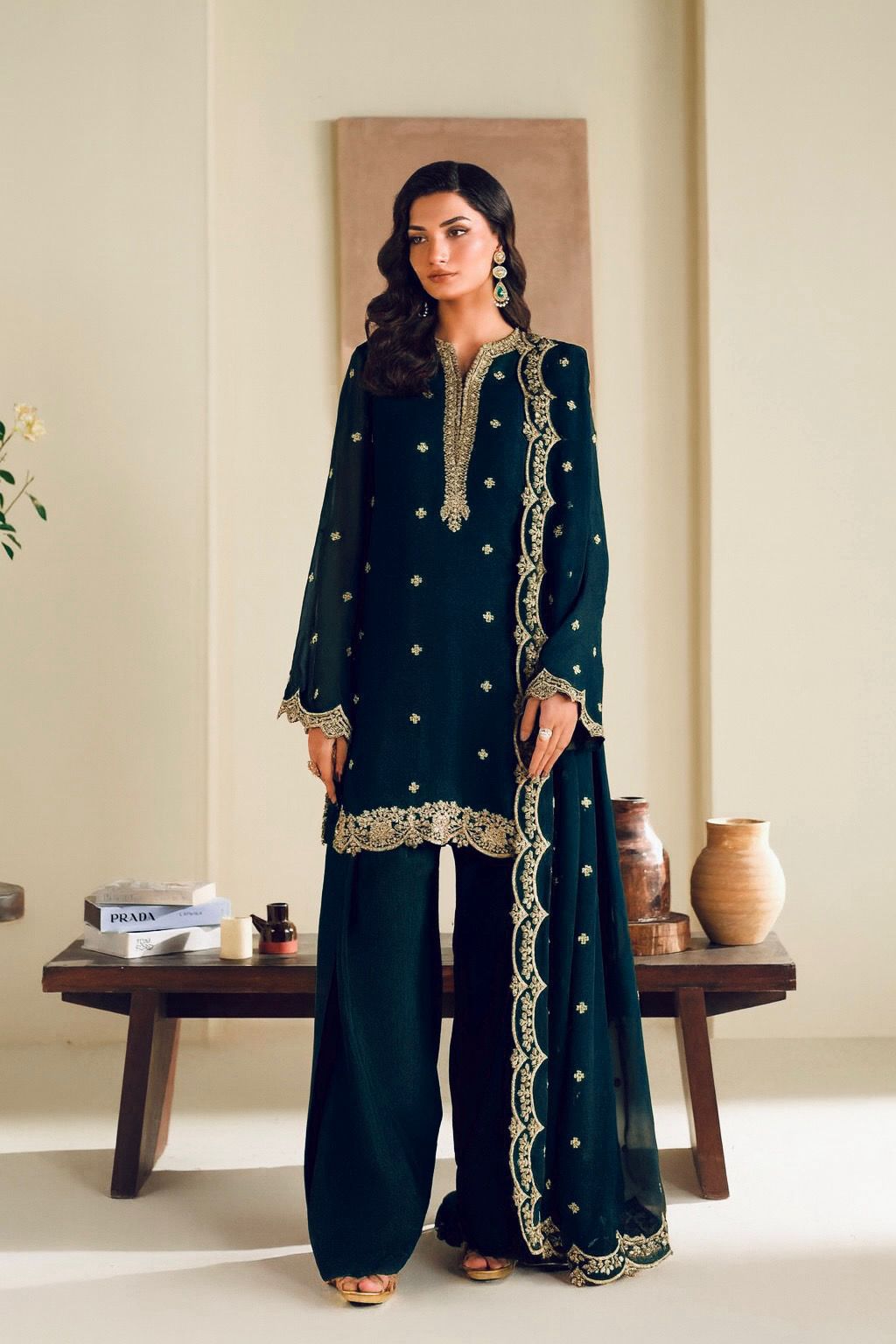 3 Piece Stitched Chiffon Suit - Ready to Wear
