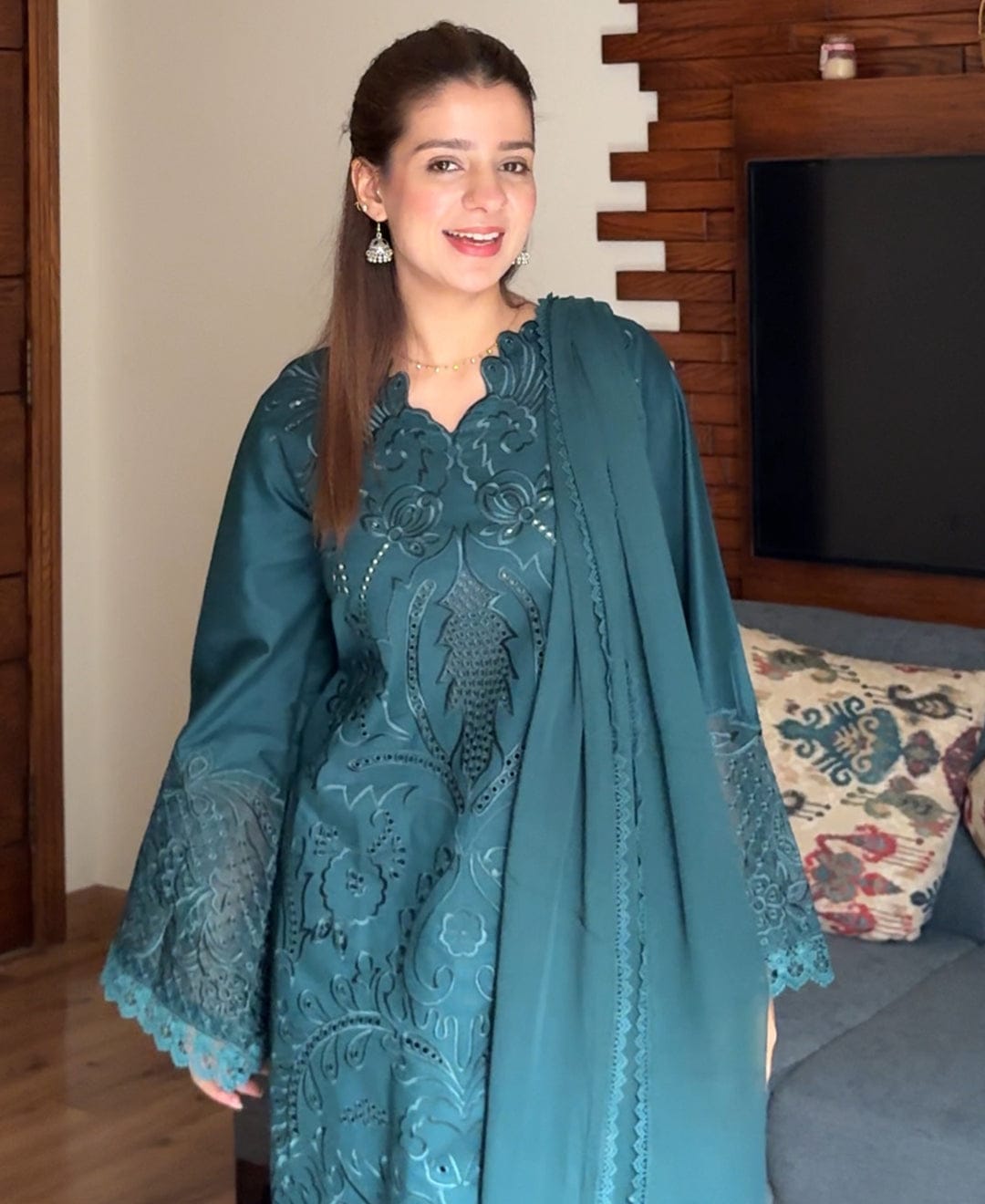 Orignal SADA SLEEK – Cambric Embroidered Suit (Stitched)