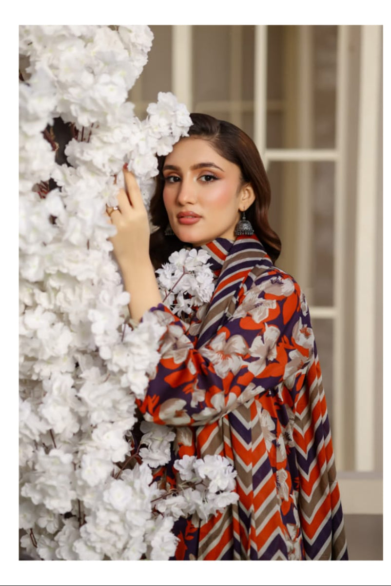 03-Piece Printed Lawn Suit - Ready To Wear