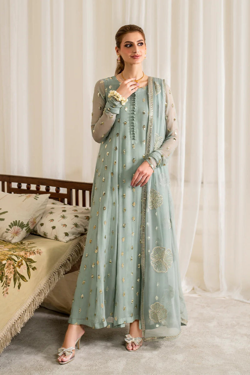 Stitched Embroidered Chiffon Suit