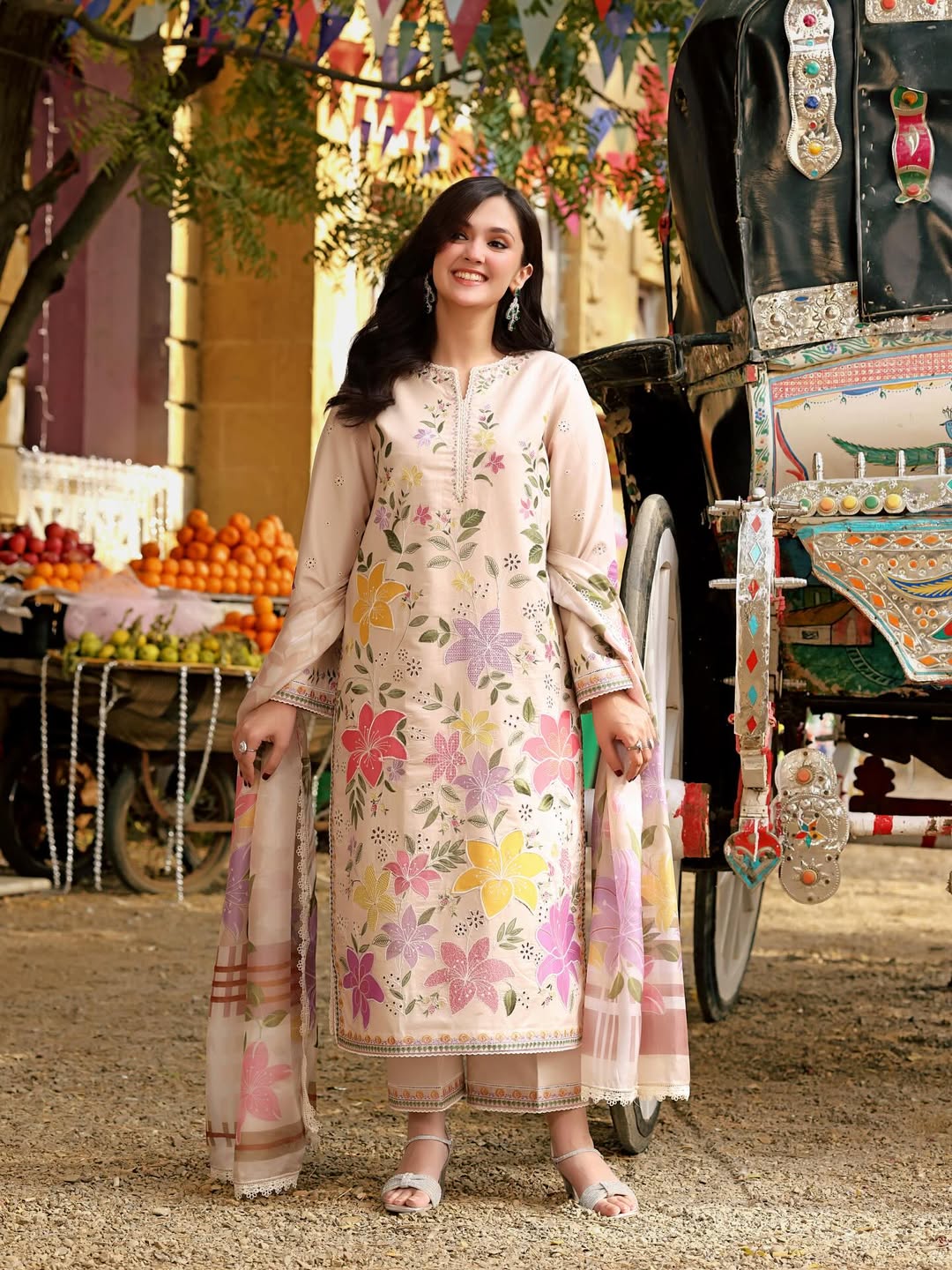 03-Piece Lawn Suit With Silk Dupatta | Ready To Wear