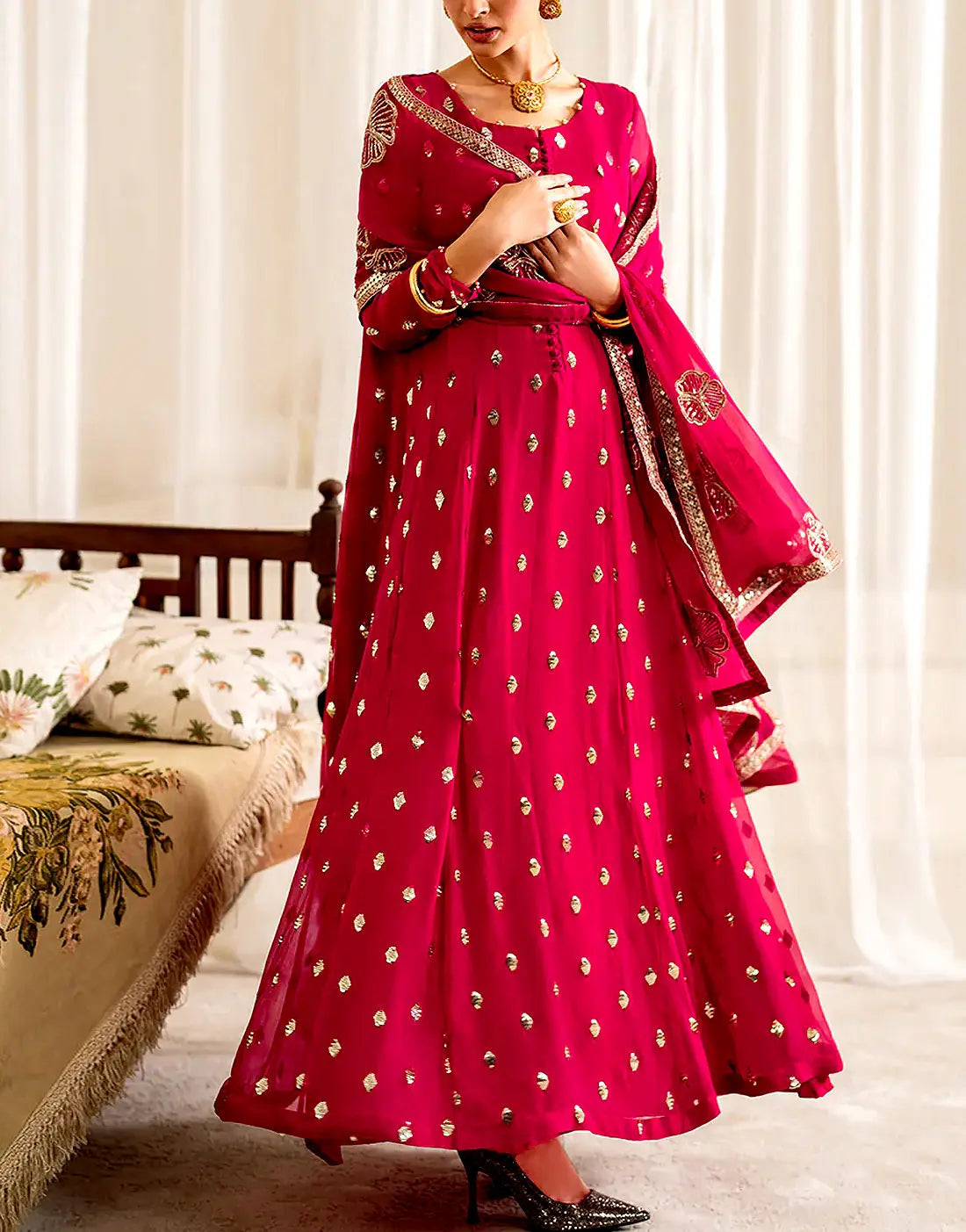 Rose Radiance Chiffon Kali Frock