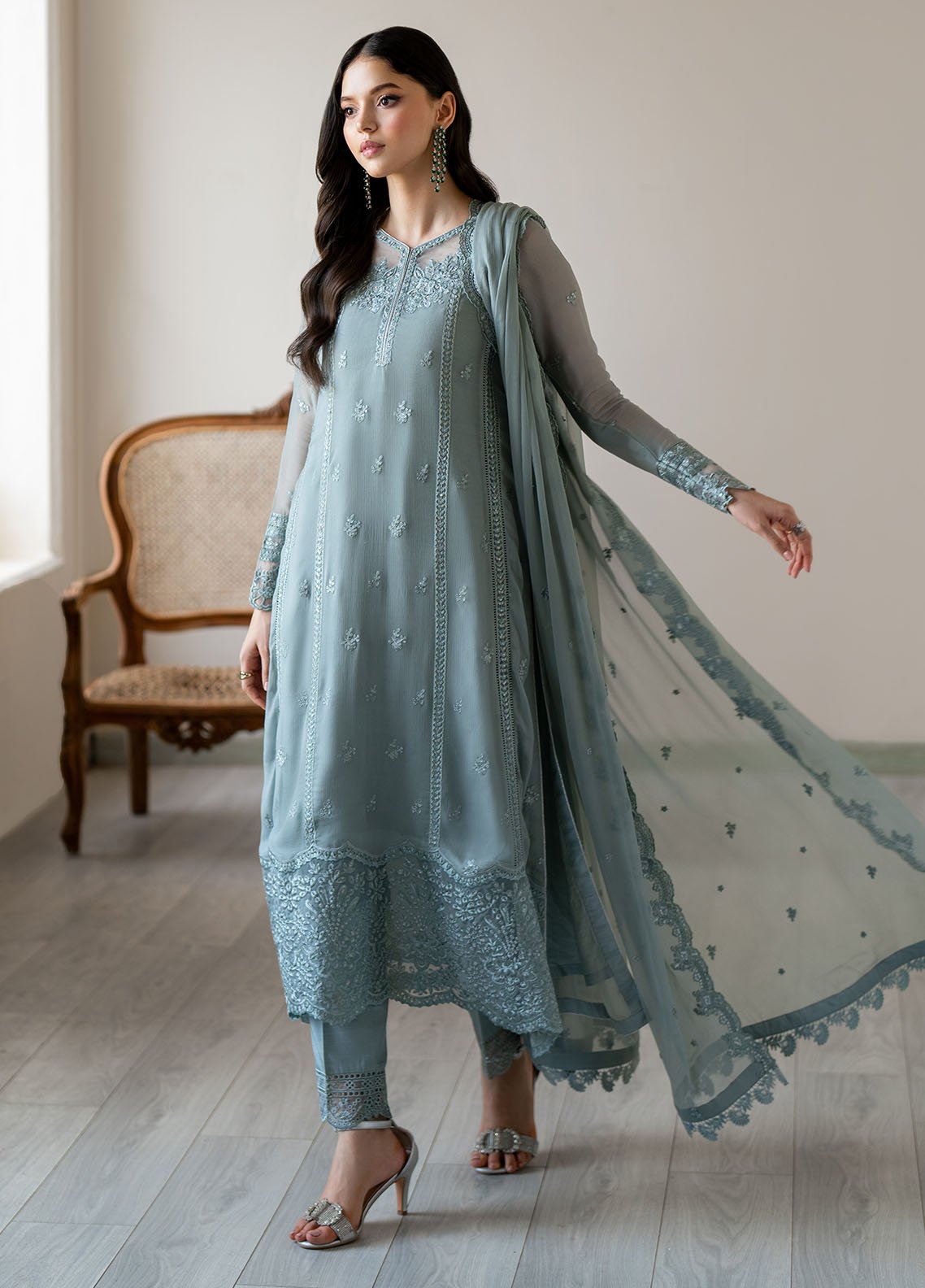 03-PIECE STITCHED CHIFFON SUIT