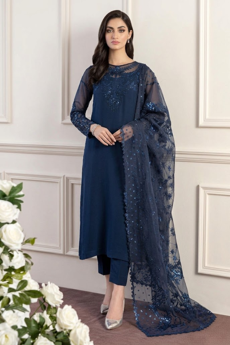 3 Piece Stitched Chiffon Suit - Ready to Wear