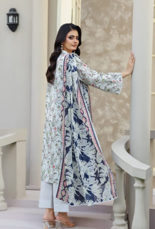 03-Piece Printed Lawn Suit - Ready To Wear
