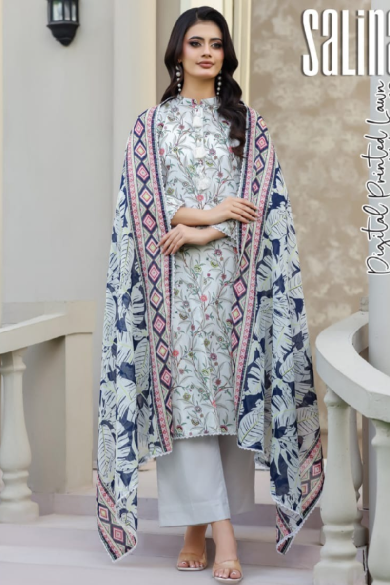 03-Piece Printed Lawn Suit - Ready To Wear