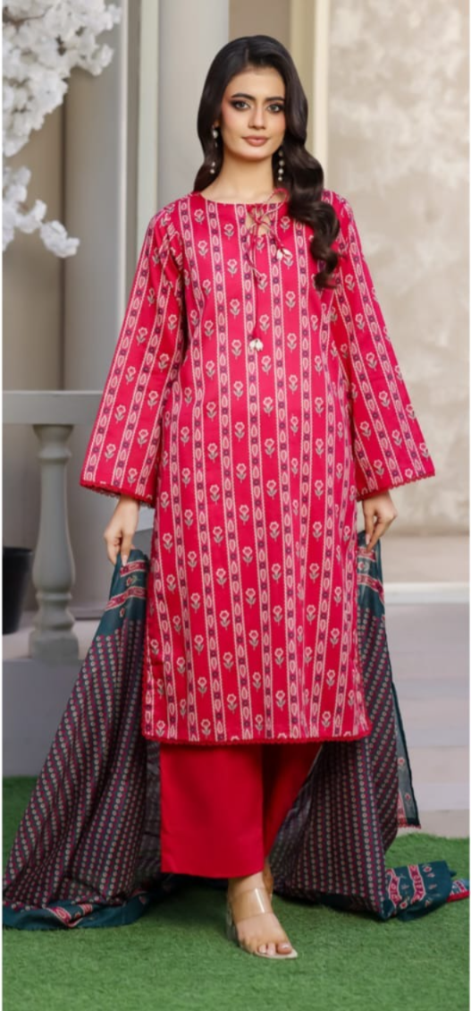03-Piece Printed Lawn Suit - Ready To Wear