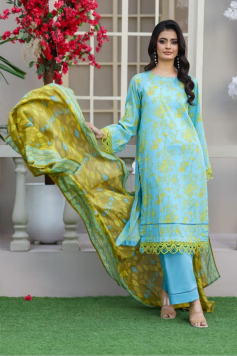 03-Piece Printed Lawn Suit - Ready To Wear