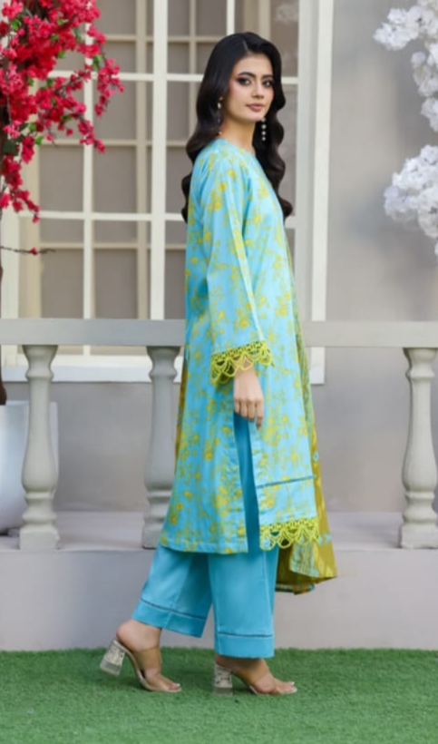 03-Piece Printed Lawn Suit - Ready To Wear