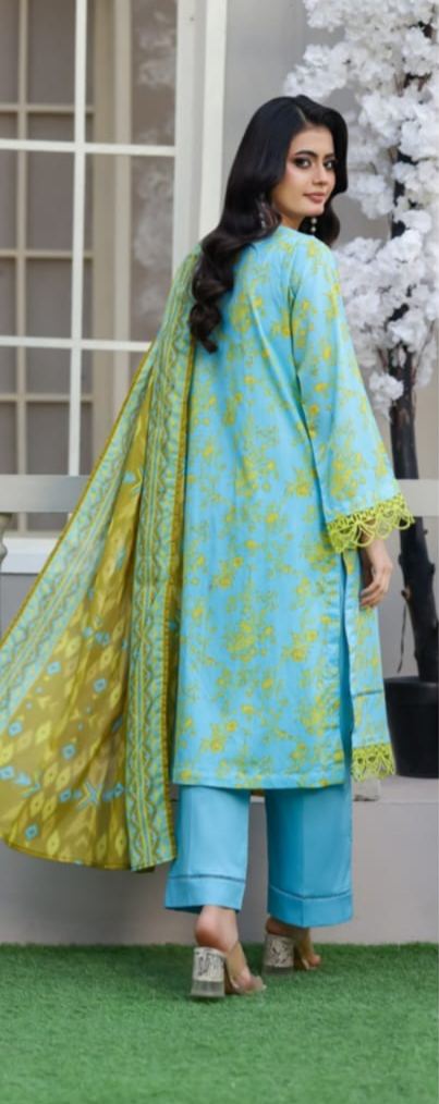 03-Piece Printed Lawn Suit - Ready To Wear