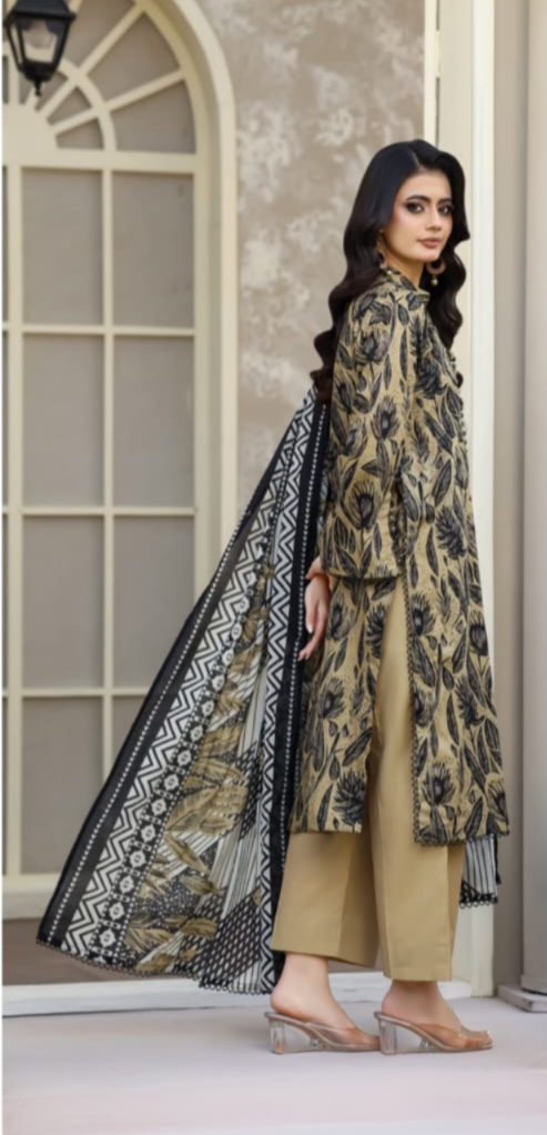 03-Piece Printed Lawn Suit - Ready To Wear