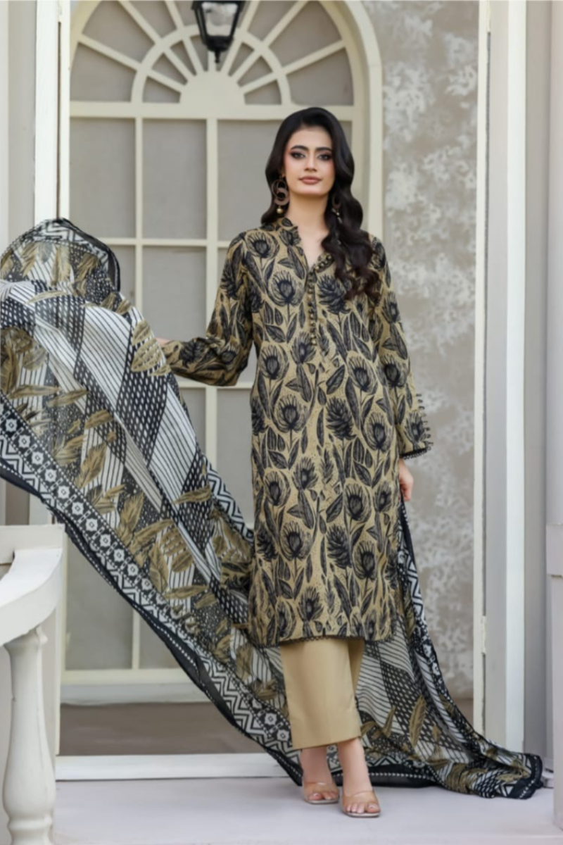 03-Piece Printed Lawn Suit - Ready To Wear