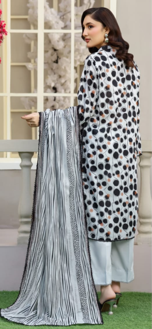 03-Piece Printed Lawn Suit - Ready To Wear