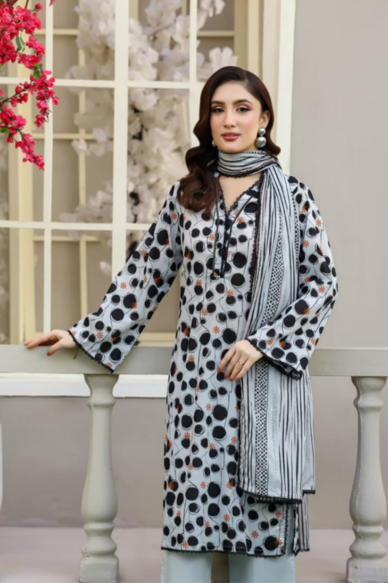 03-Piece Printed Lawn Suit - Ready To Wear