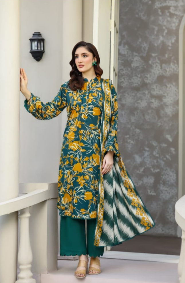 03-Piece Printed Lawn Suit - Ready To Wear