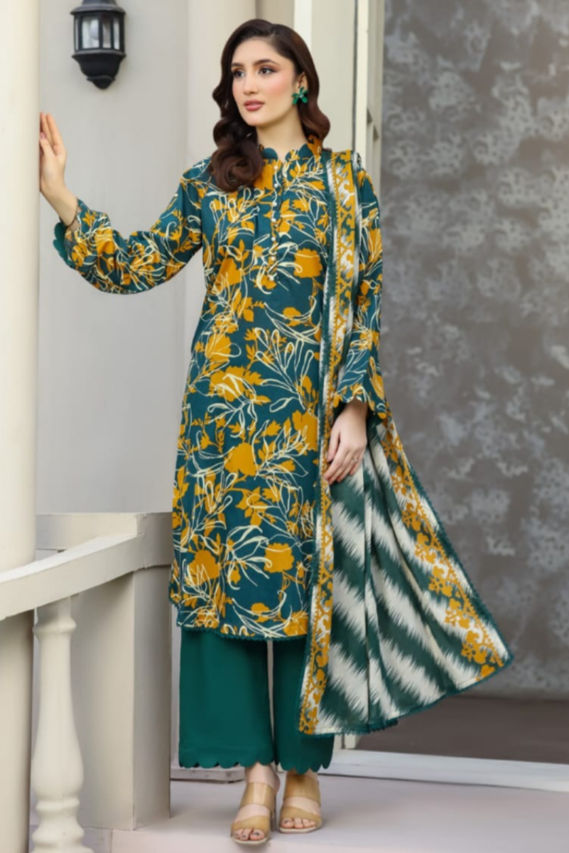 03-Piece Printed Lawn Suit - Ready To Wear