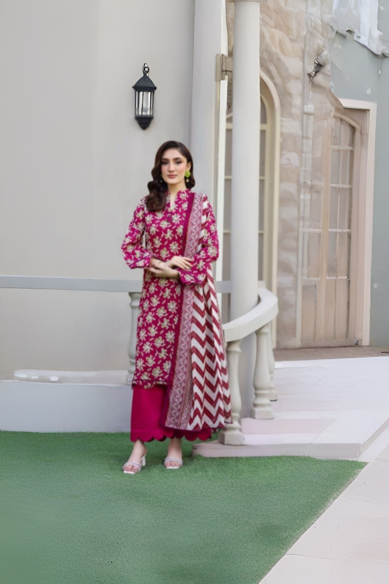 03-Piece Printed Lawn Suit - Ready To Wear
