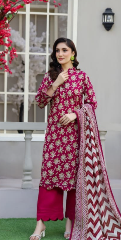 03-Piece Printed Lawn Suit - Ready To Wear