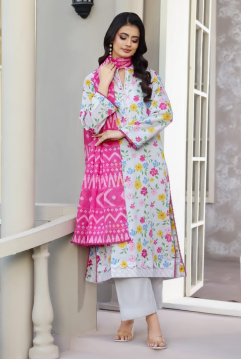03-Piece Printed Lawn Suit - Ready To Wear