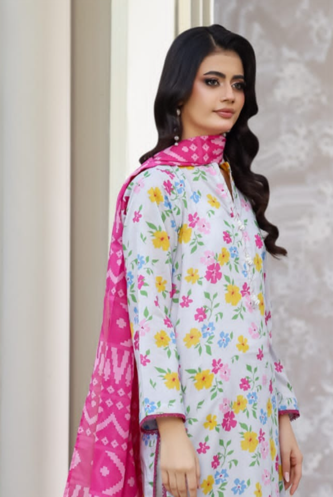 03-Piece Printed Lawn Suit - Ready To Wear
