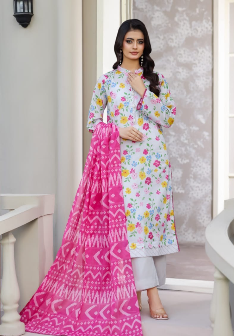 03-Piece Printed Lawn Suit - Ready To Wear
