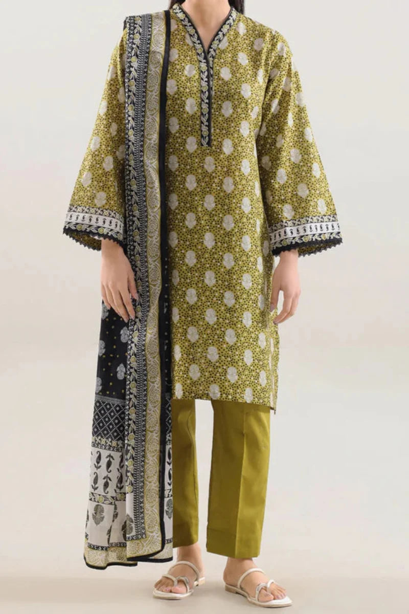 03-Piece Printed Lawn Suit - Ready To Wear