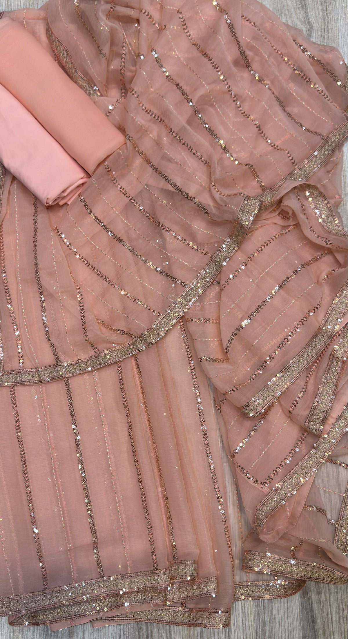 Blush Pink Semi-Pure Chiffon Sequinned Saree | Elegant Formal & Festive Wear