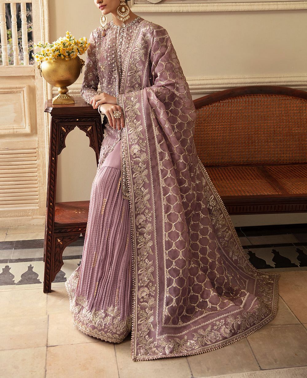 Embroidered Chiffon Kurti with Gharara and Dupatta Set – Luxury Festive Wear