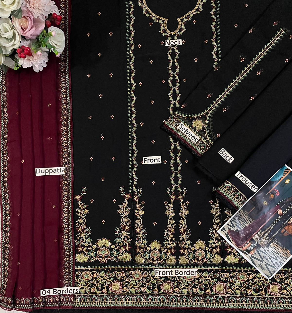 Luxury Embroidered & Sequinned 3-Piece Festive Suit
