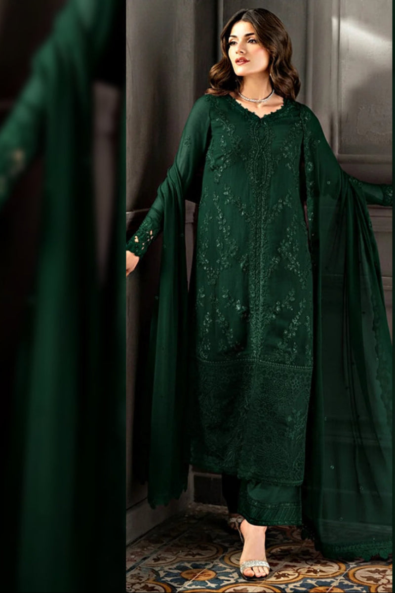 Green 3-Piece Embroidered Suit