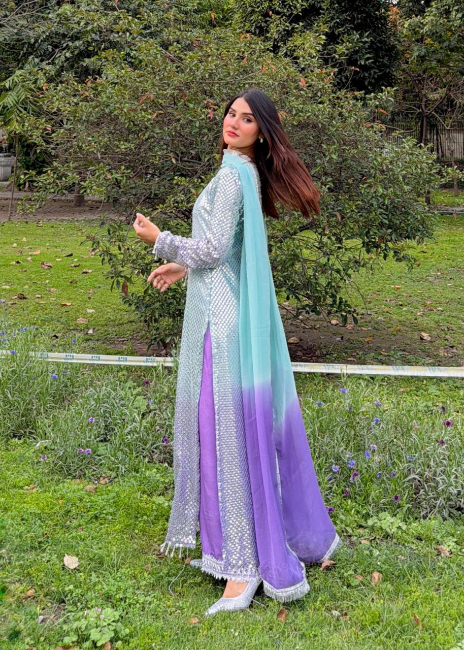 3 Piece Ready To Wear Chiffon Suit