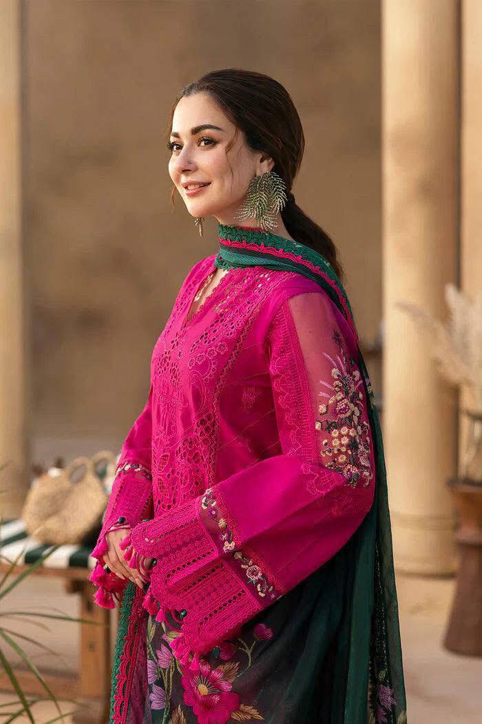 Luxury Fuchsia Pink 3 Piece Lawn Suit