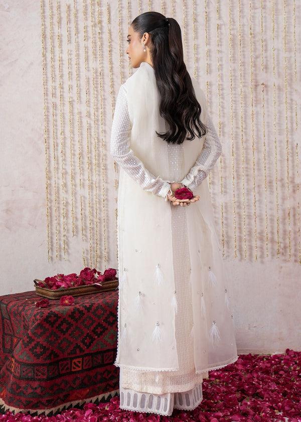 Luxury Heavy Embroidered Chiffon Long Shirt with Gharara | Formal & Festive Wear