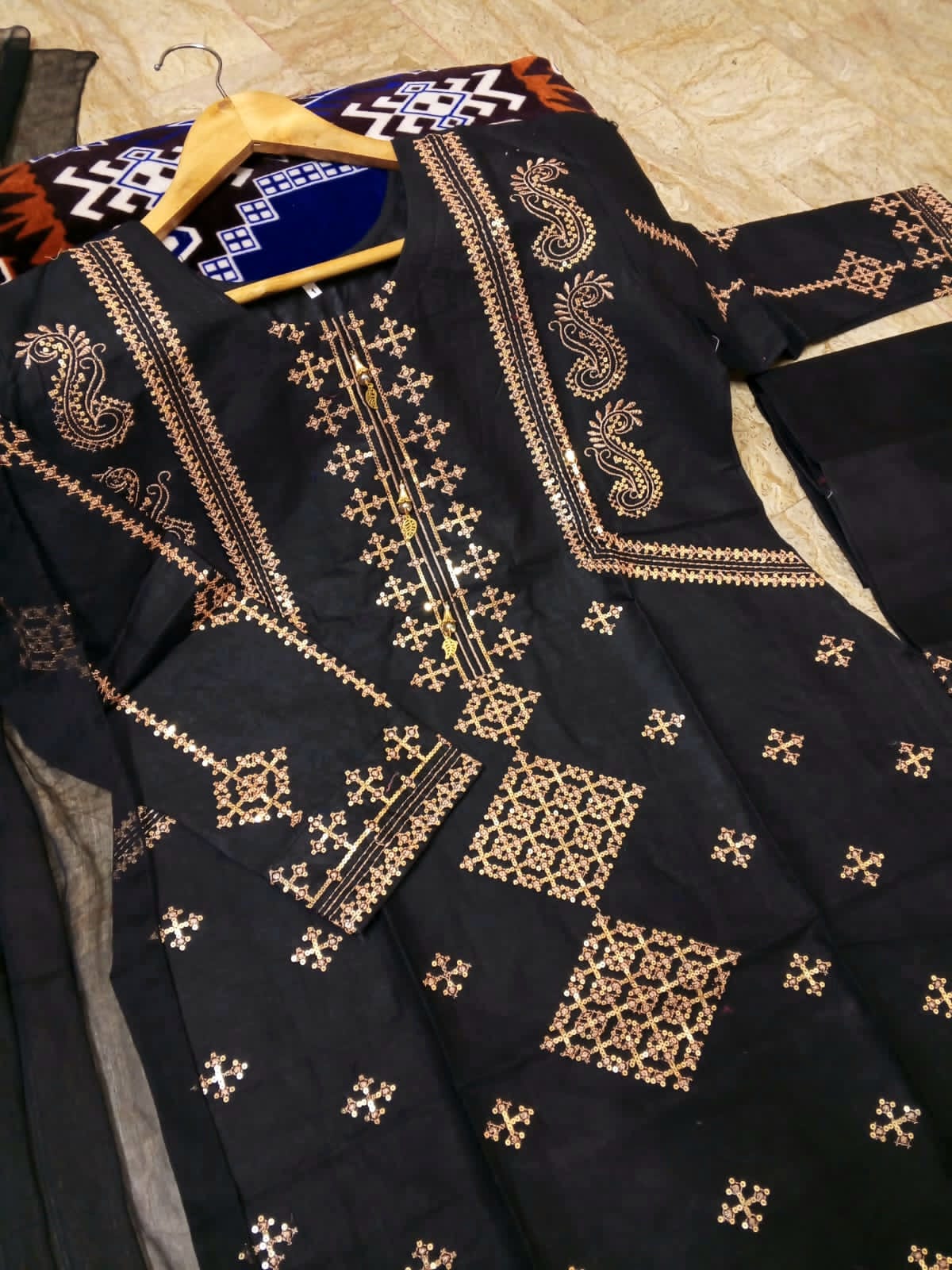 Embroidered Cotton Suit with Matching Dupatta | Traditional Pakistani Everyday & Festive Wear