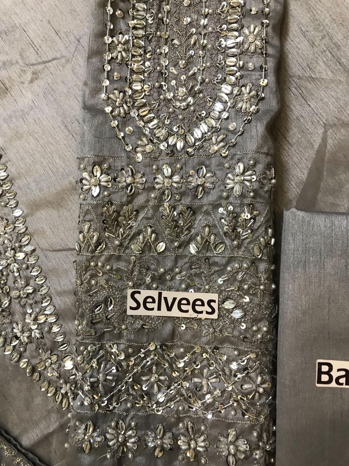 Luxurious Taupe Grey Heavy Embroidered Raw Silk 3-Piece Festive Suit