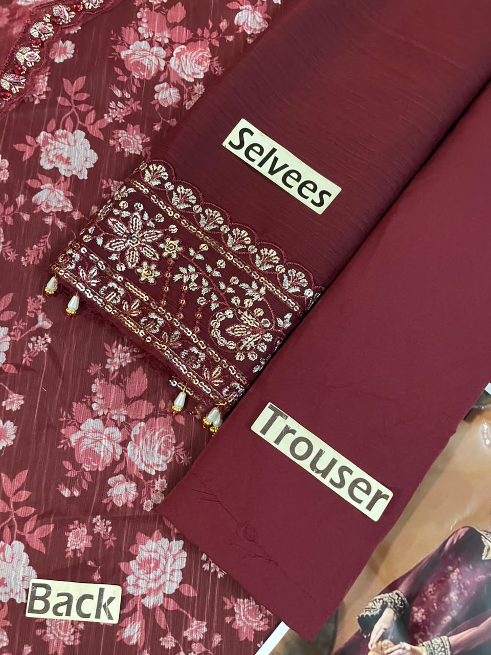 Luxury Chiffon Printed and Embroidered Suit | Elegant Formal & Festive Wear
