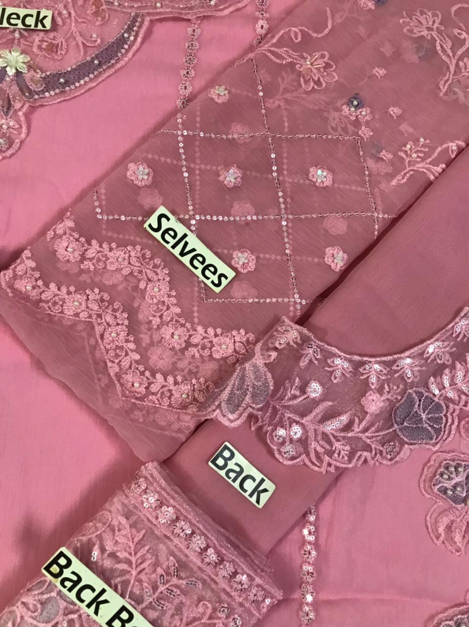 Luxury Pakistani Embroidered Chiffon Dress | Lavender 3-Piece Formal Festive Wear