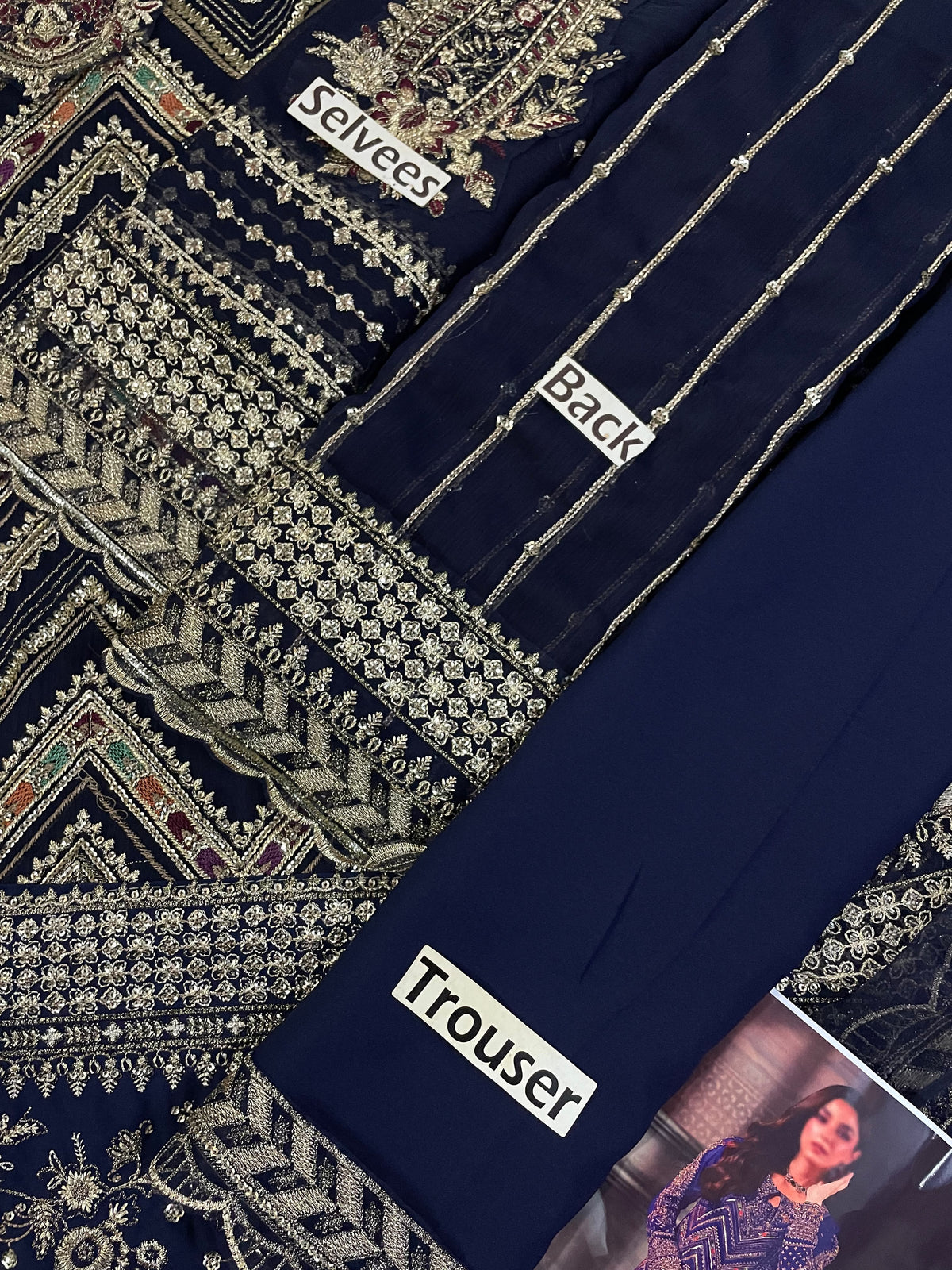 Embroidered Chiffon Kurti with Trouser and Dupatta Set – Luxury Festive Wear