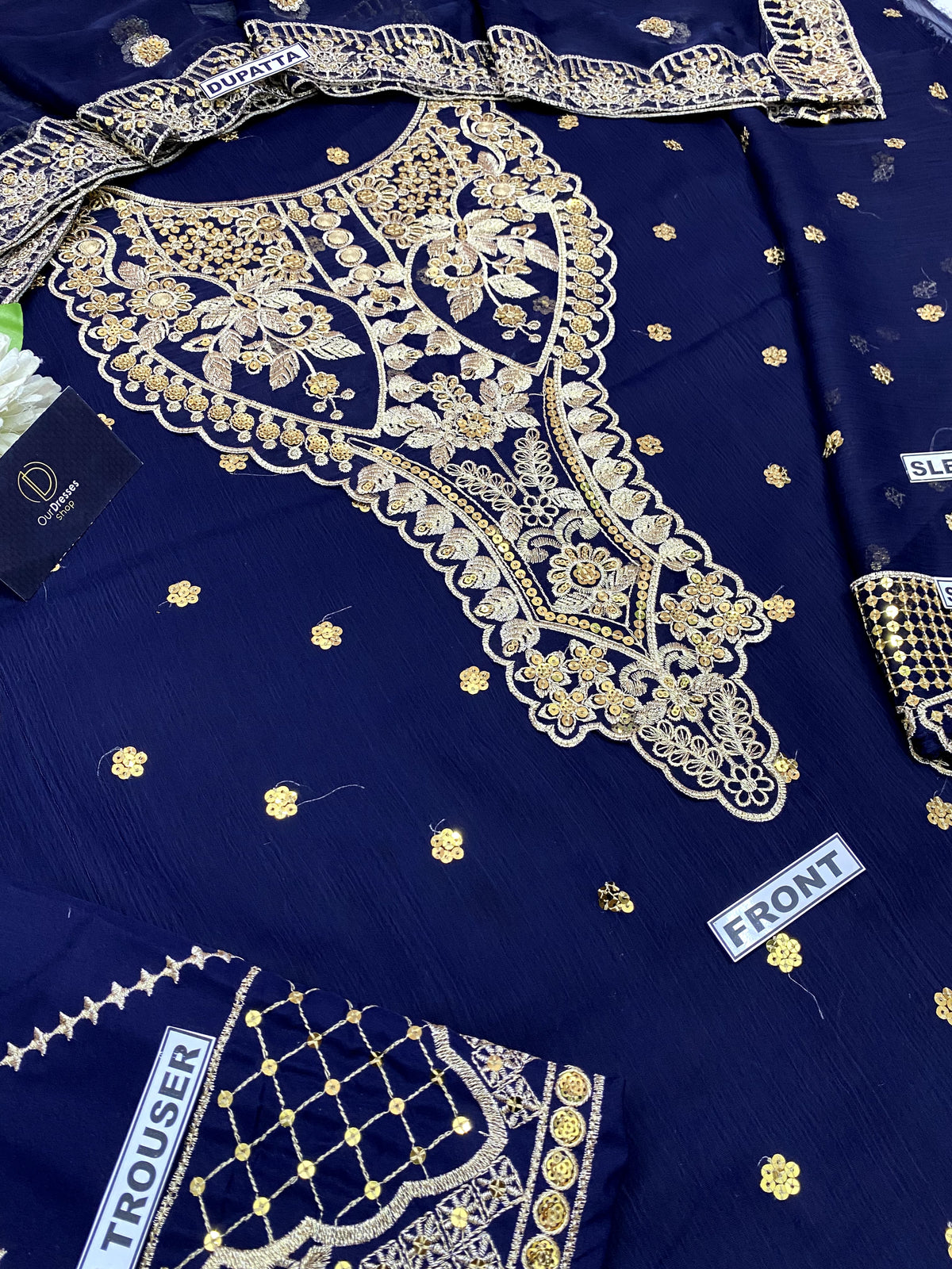 Luxury Heavy Embroidered & Sequinned 3-Piece Festive Suit