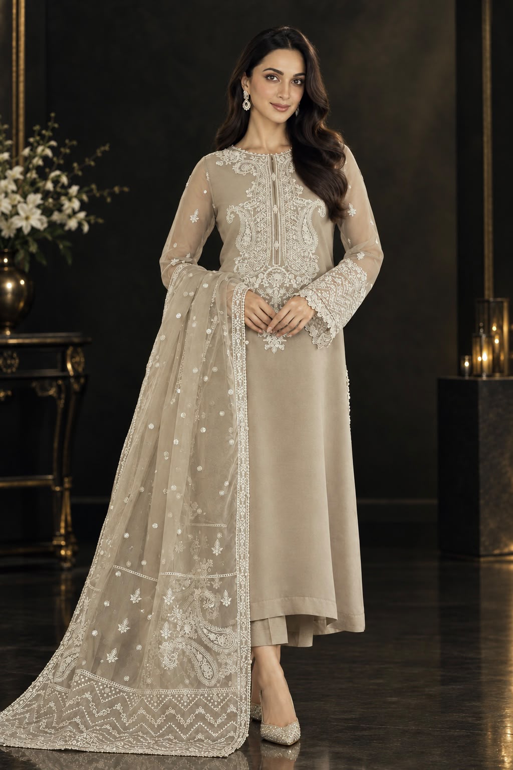 3 Piece Stitched Embroidered Suit