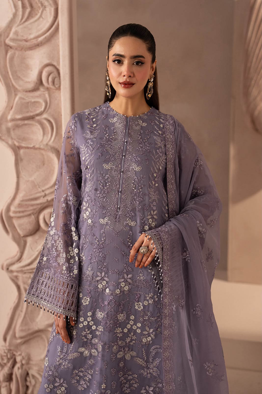 Luxury Heavy Embroidered Chiffon 3-Piece Festive Suit