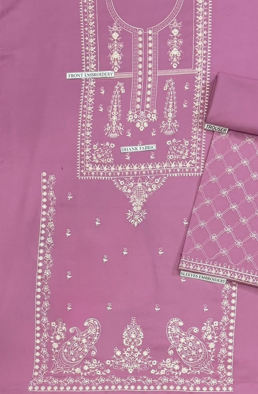 Embroidered Dhanak Fabric 2-Piece Kurti with Trouser Set – Winter Festive Wear