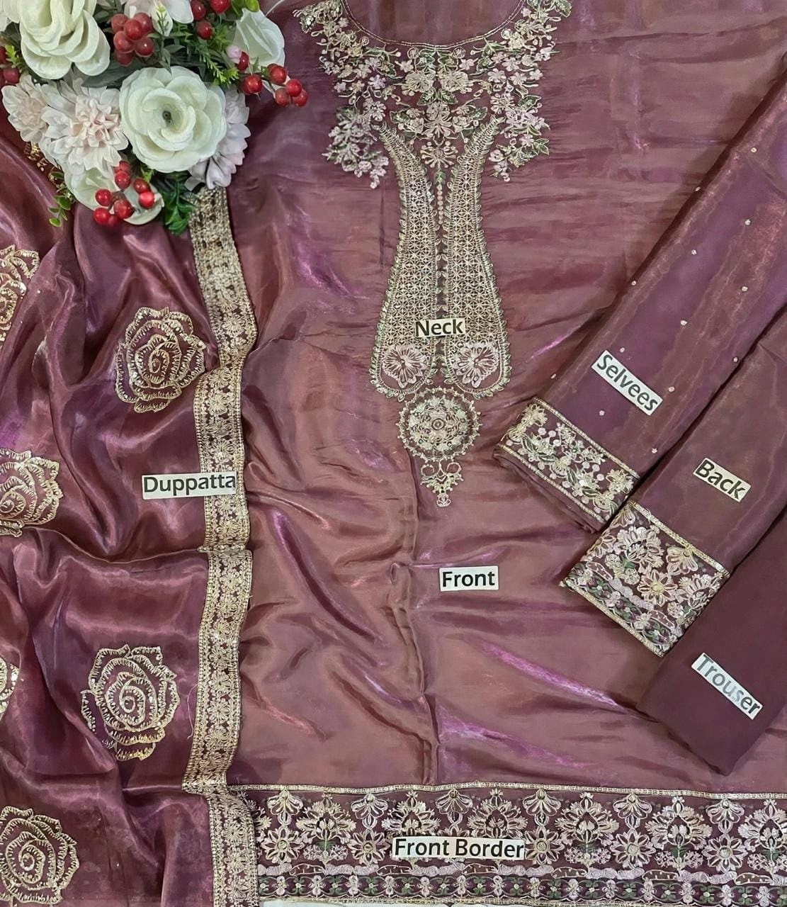 Luxury Shesha Lava Silk Suit with Matching Fabric Dupatta & Plain Malai Trouser | Formal & Festive Wear