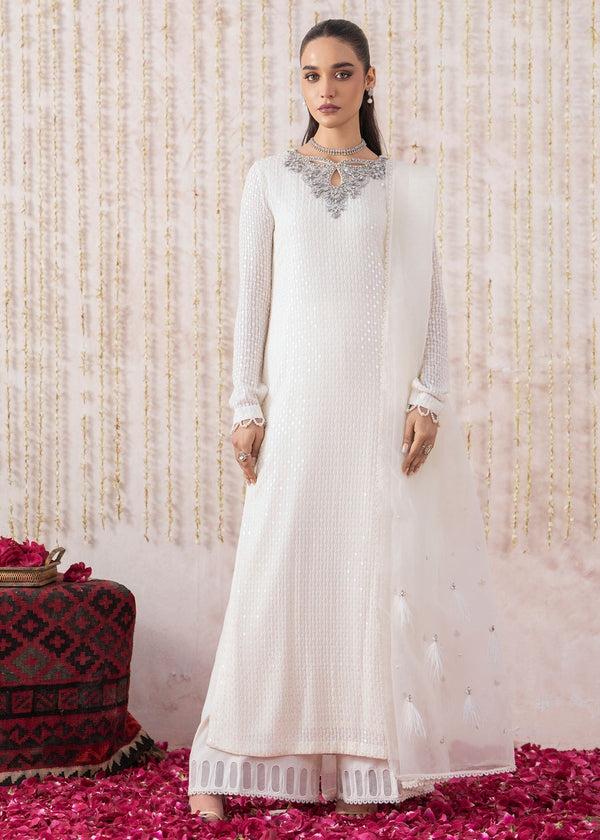 Luxury Heavy Embroidered Chiffon Long Shirt with Gharara | Formal & Festive Wear