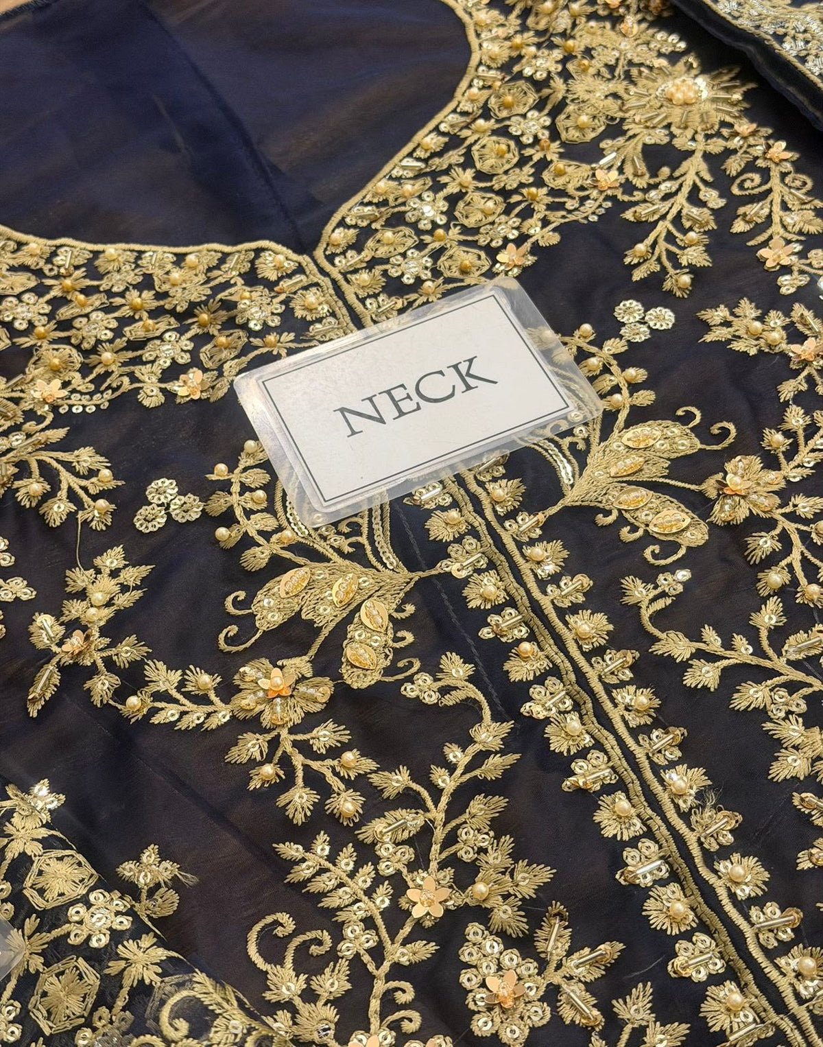 Midnight Blue Zari Embroidered 3-Piece Pakistani Suit with Embellished Dupatta