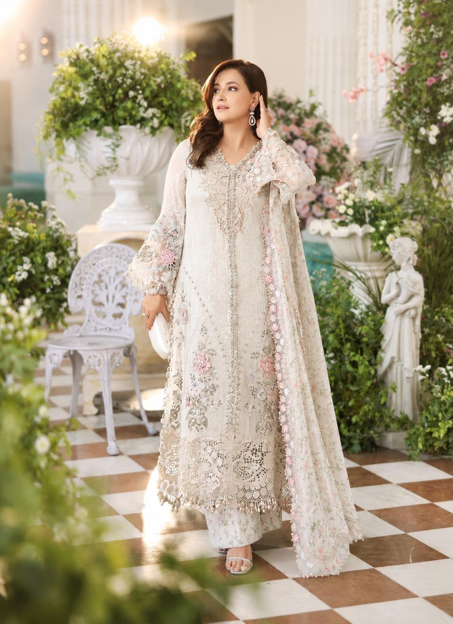 Luxury Chiffon Embroidered Adda Work Suit | Elegant Formal & Wedding Wear
