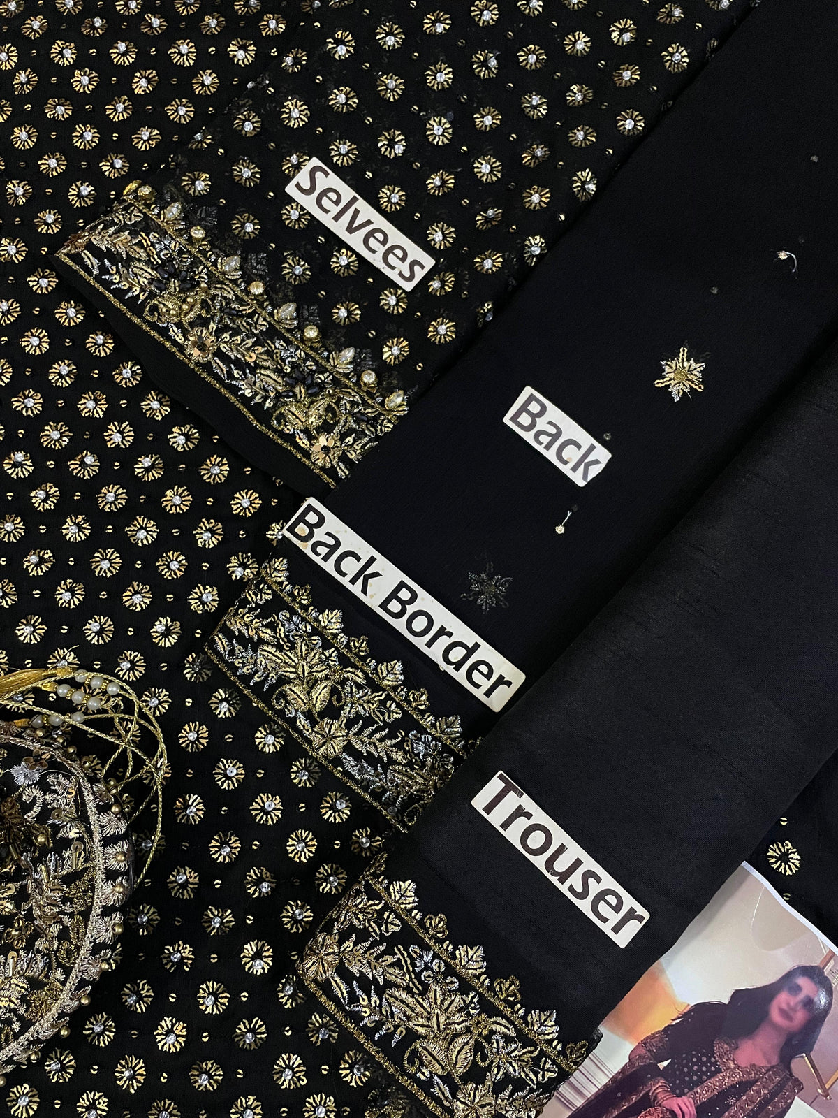 Luxury Chiffon Suit with Adda Work & Matching Clutch | Elegant Festive & Wedding Wear