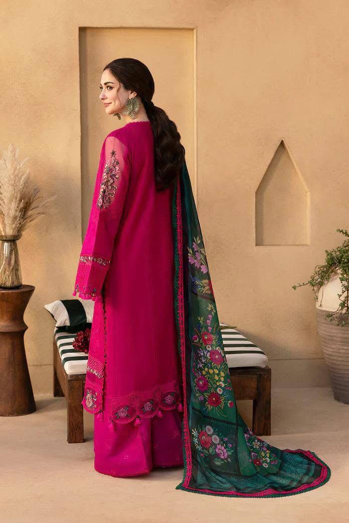 Luxury Fuchsia Pink 3 Piece Lawn Suit