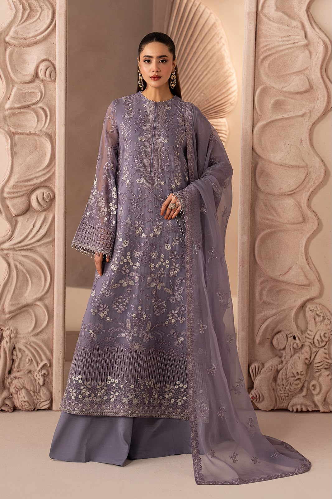 Luxury Heavy Embroidered Chiffon 3-Piece Festive Suit