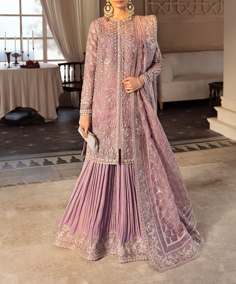 Embroidered Chiffon Kurti with Gharara and Dupatta Set – Luxury Festive Wear
